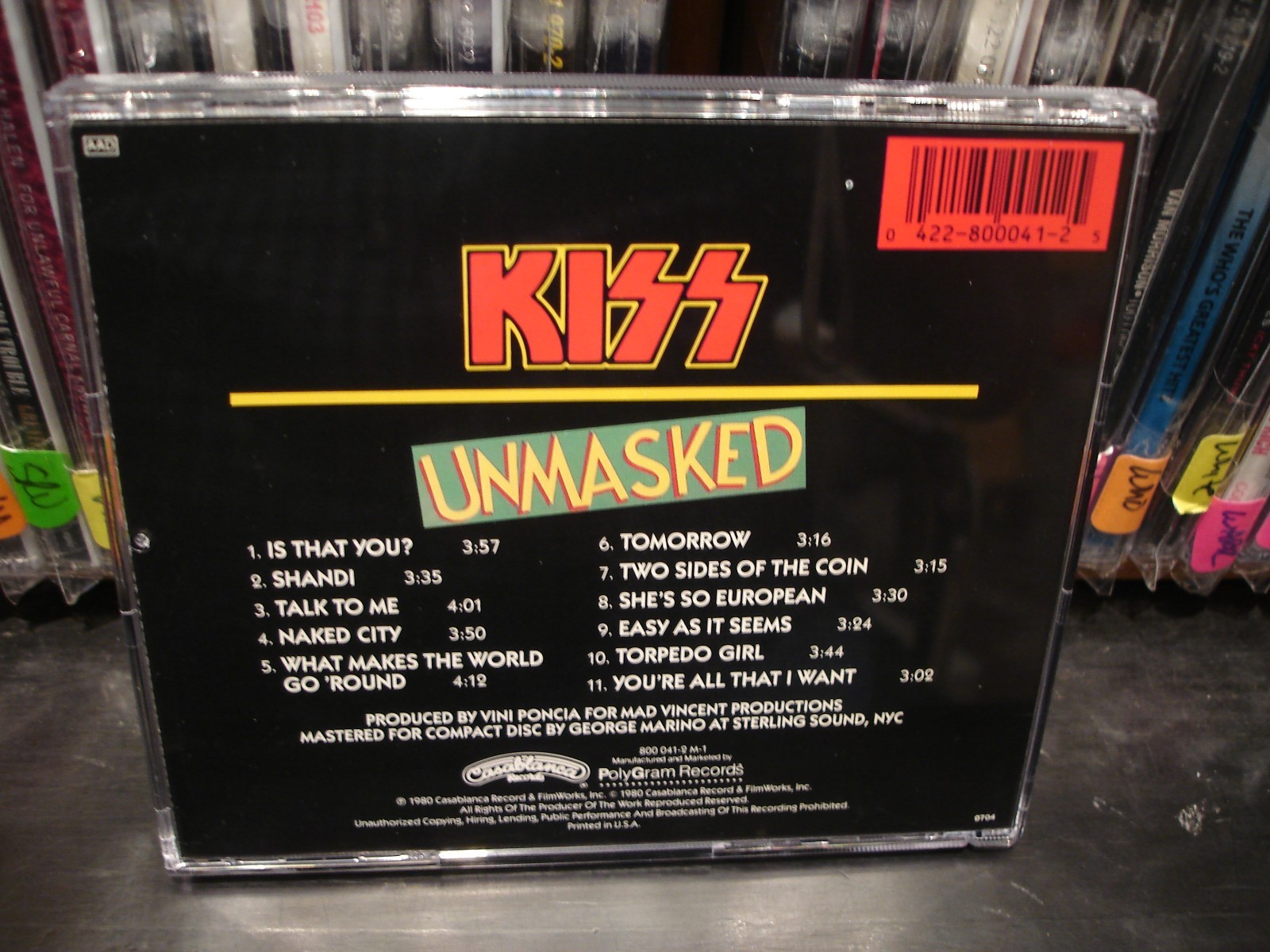 KISS ~ Unmasked ~ (CD, Original Pressing 1987, Casablanca – 800 041-2 M-1)