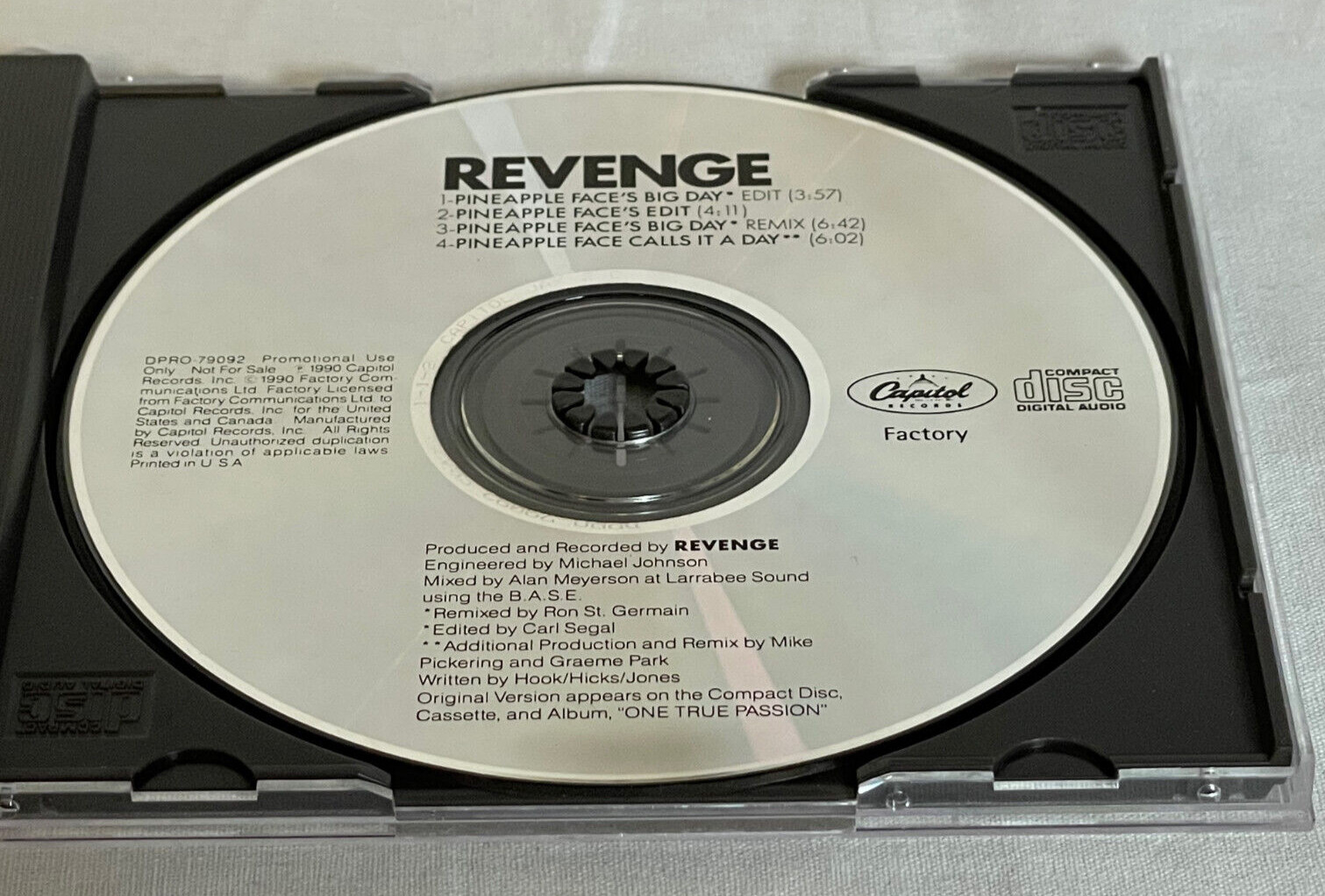Revenge Pineapple Face Promo CD 4-Track Single Radio Station DJ Copy DPRO79092