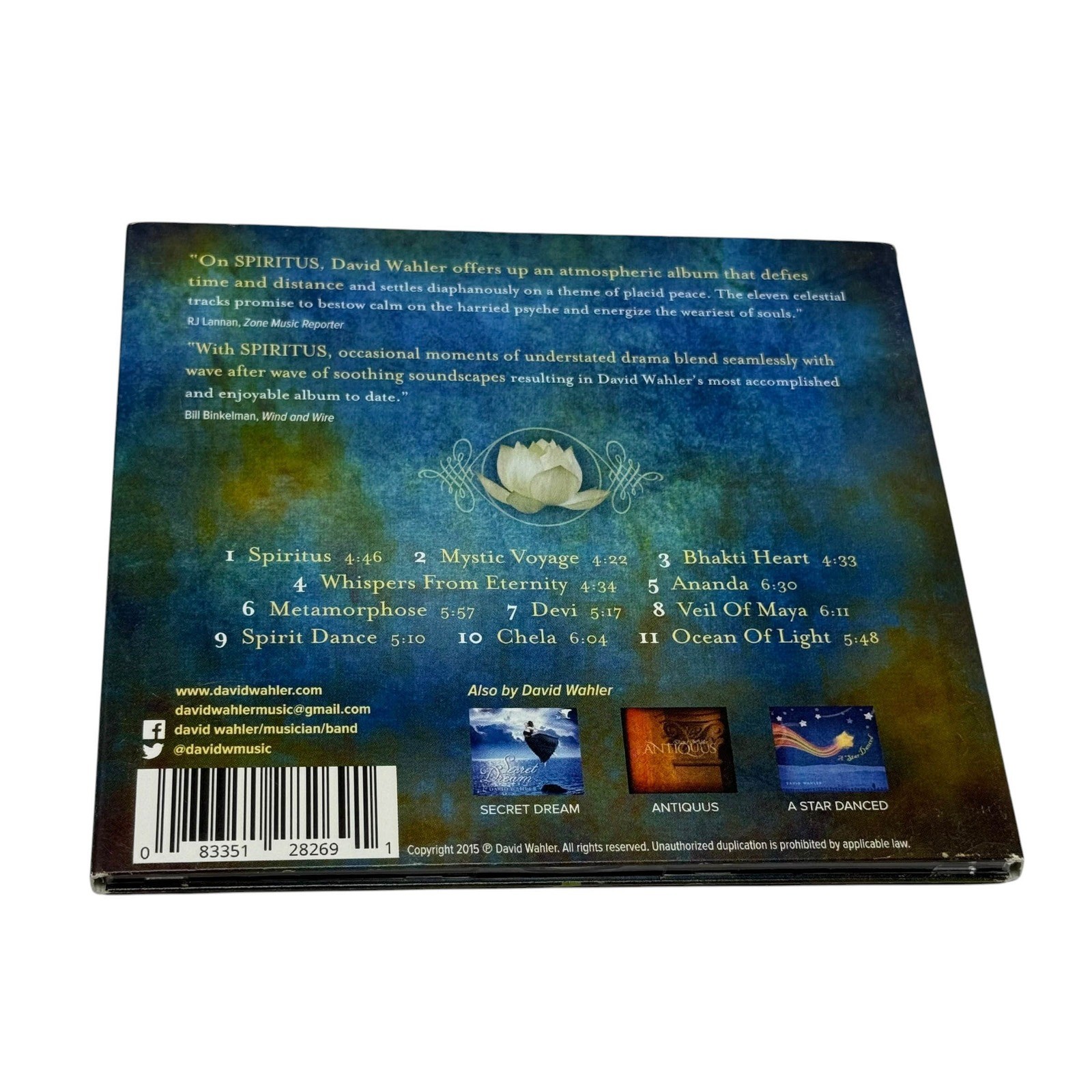 David Wahler Spiritus CD 2015 Signed New Age Meditation Yoga Music Digipak