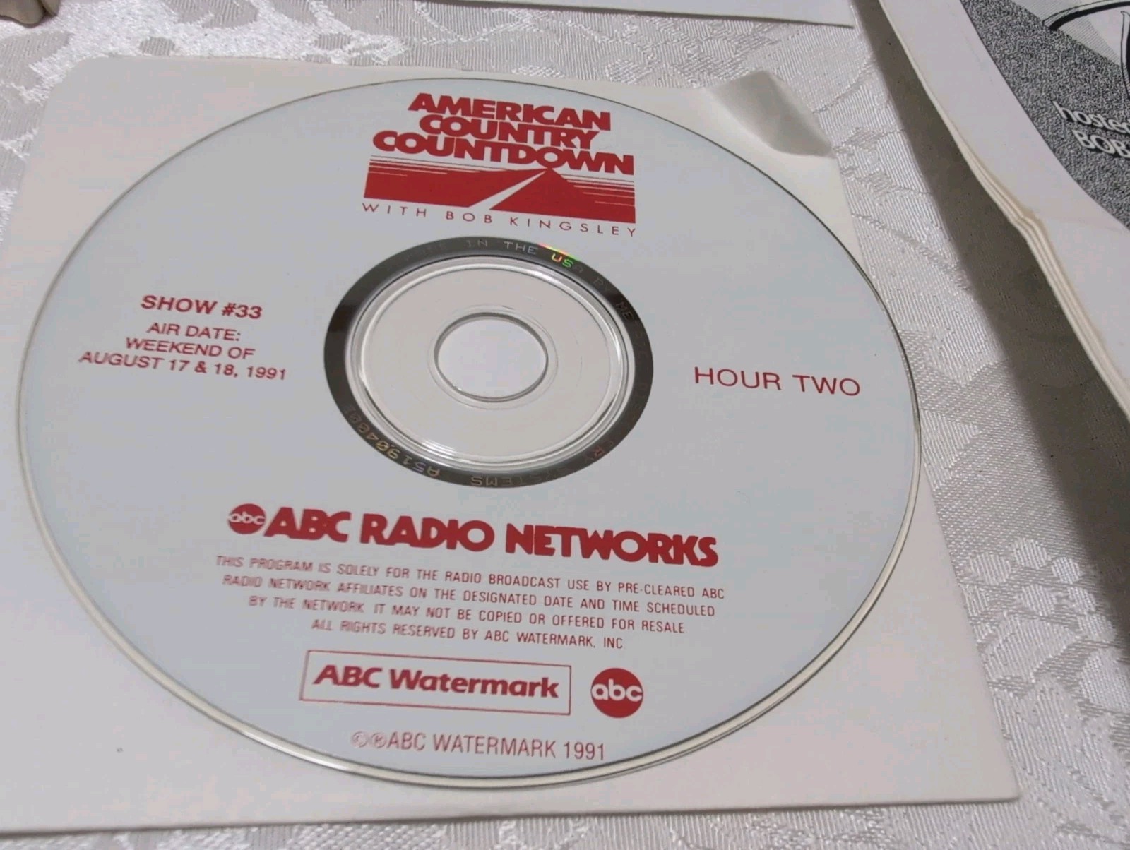 American Country Countdown with Bob Kingsley Aug 17 & 18 1991 4 CD Set REBA