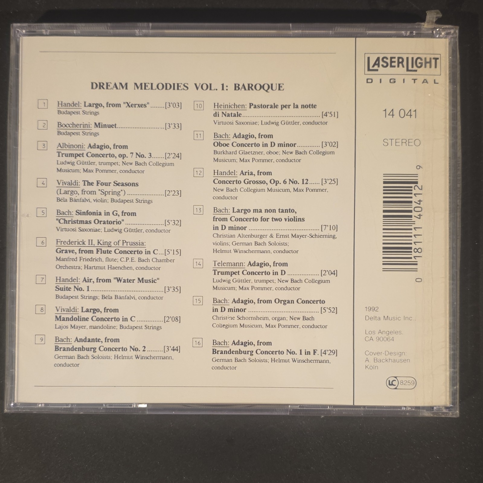LaserLight Digital Dream Melodies Vol. 1 Baroque CD 1992 Stereo DDD 14 041