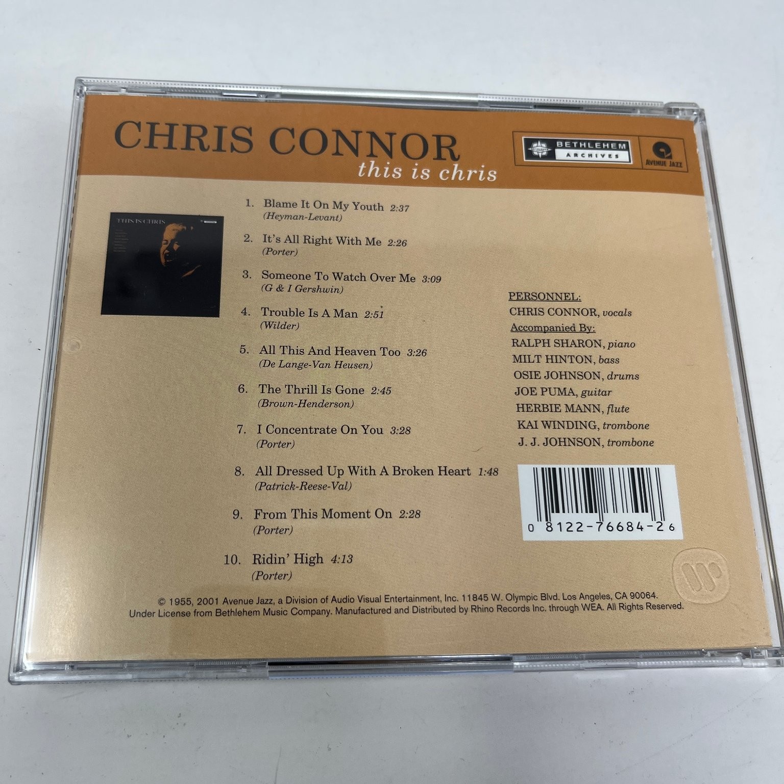 Chris Connor - This Is Chris CD 2001 Jazz Avenue Jazz Bethlehem Archives