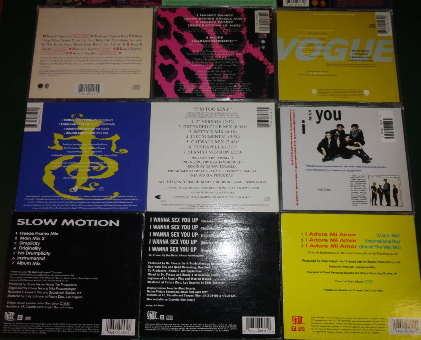 26 Retro Remix Cd singles (Janet Jackson, Public Enemy, Madonna, Color Me Badd)