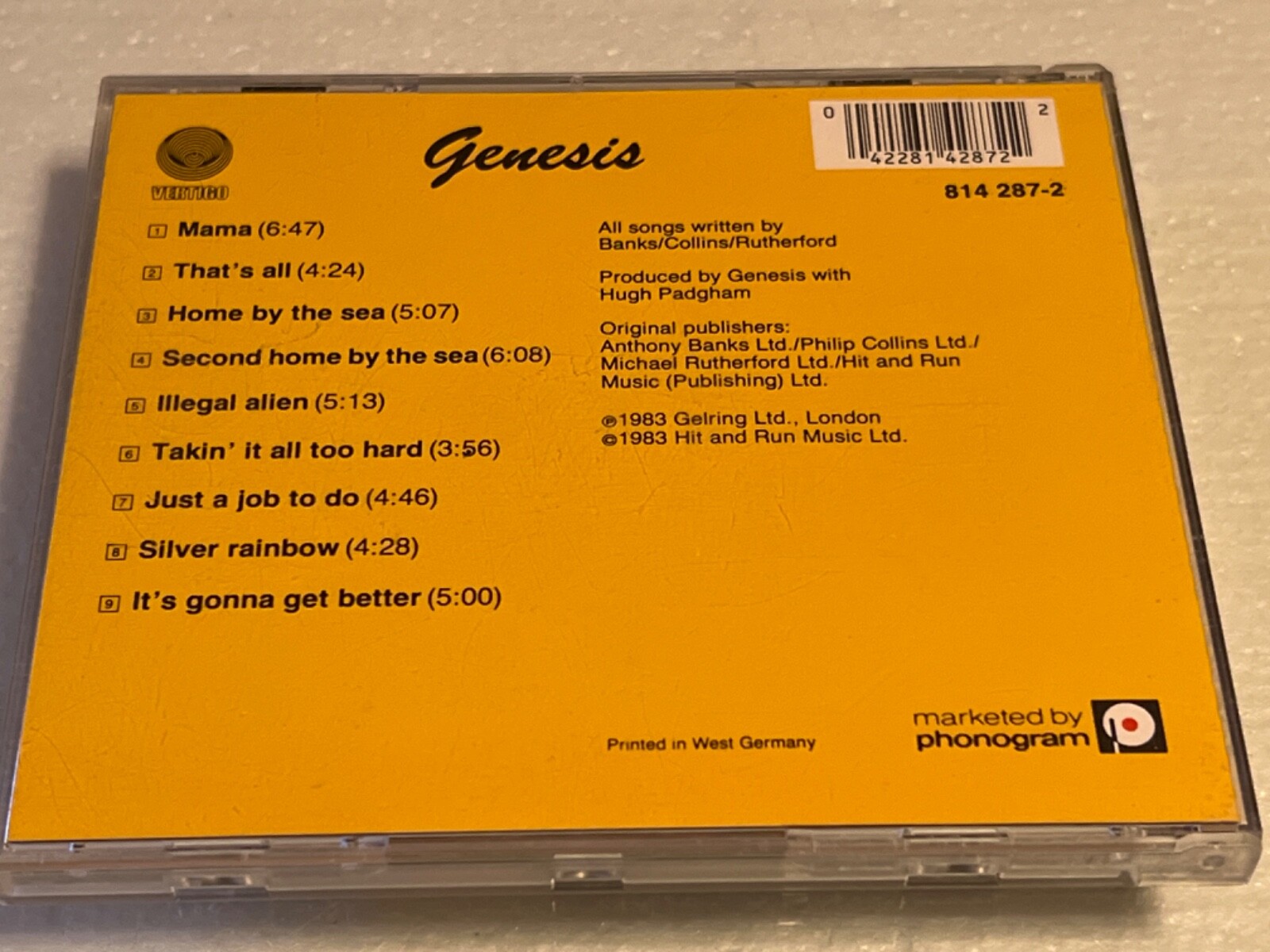 GENESIS 1983 SELF TITLED MAMA CD WEST GERMANY VERTIGO RED SPIRAL TARGET ERA