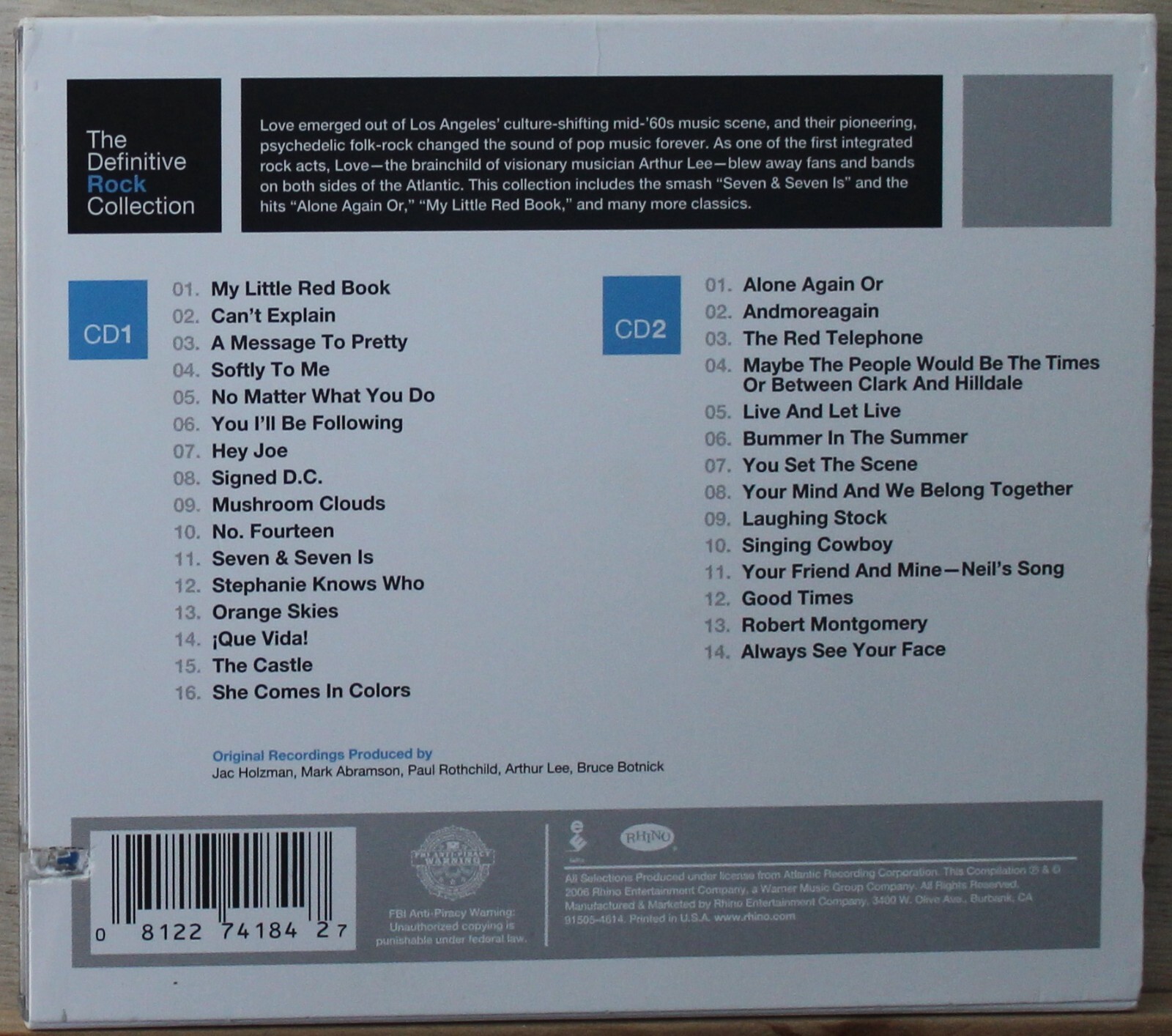 Love - Definitive Rock Collection 2006 Rhino (2 CD Set) Slipcover/Acc