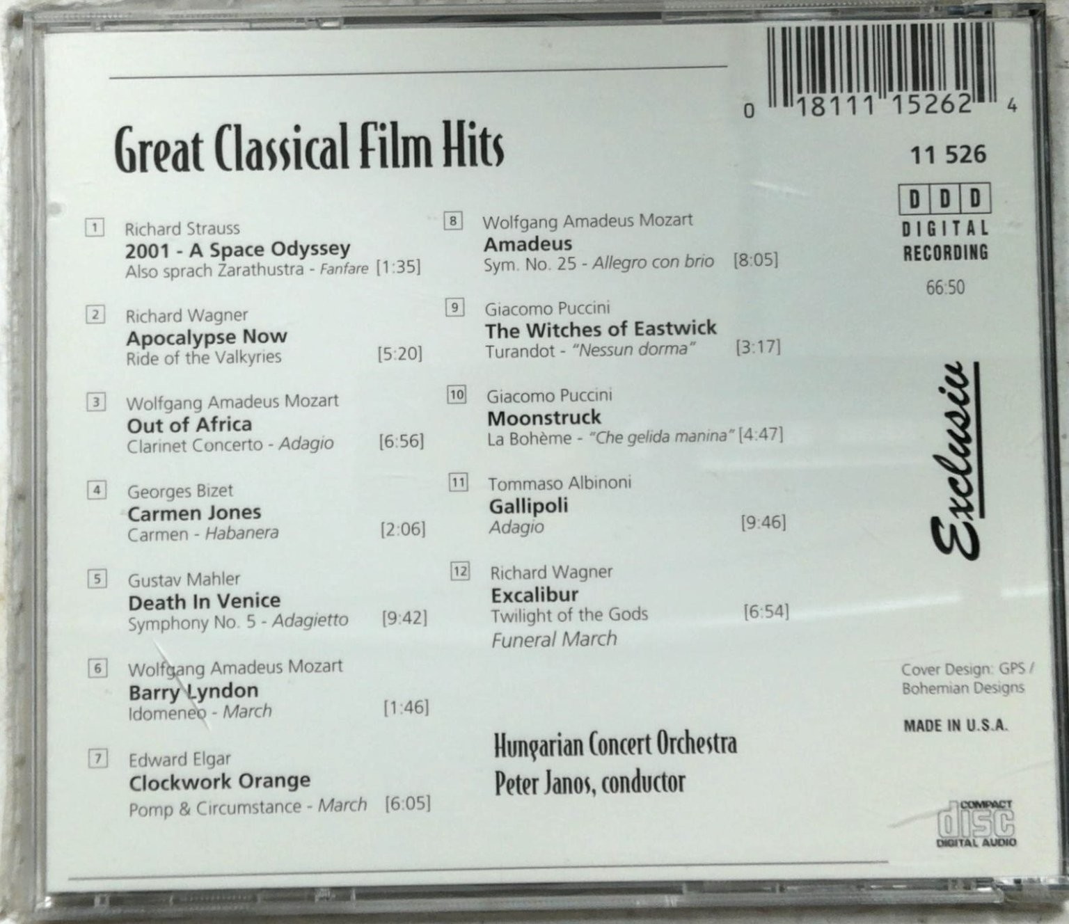 Hungarian Concert Orchestra - Great Classical Film Hits CD Exclusiv 66min