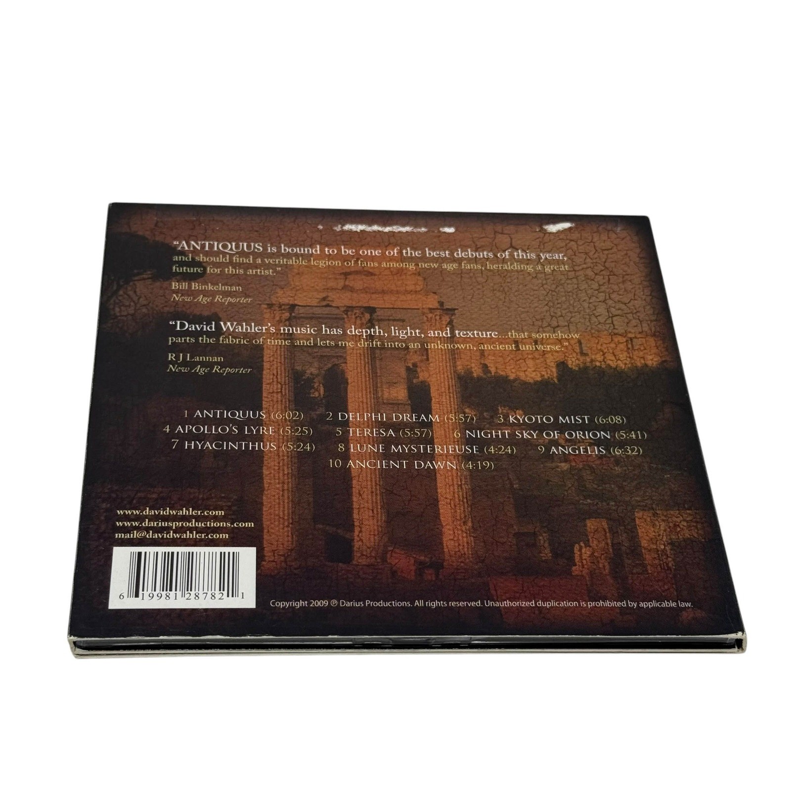 David Wahler Antiquus CD Signed Booklet New Age Meditative Music 2009 GOOD