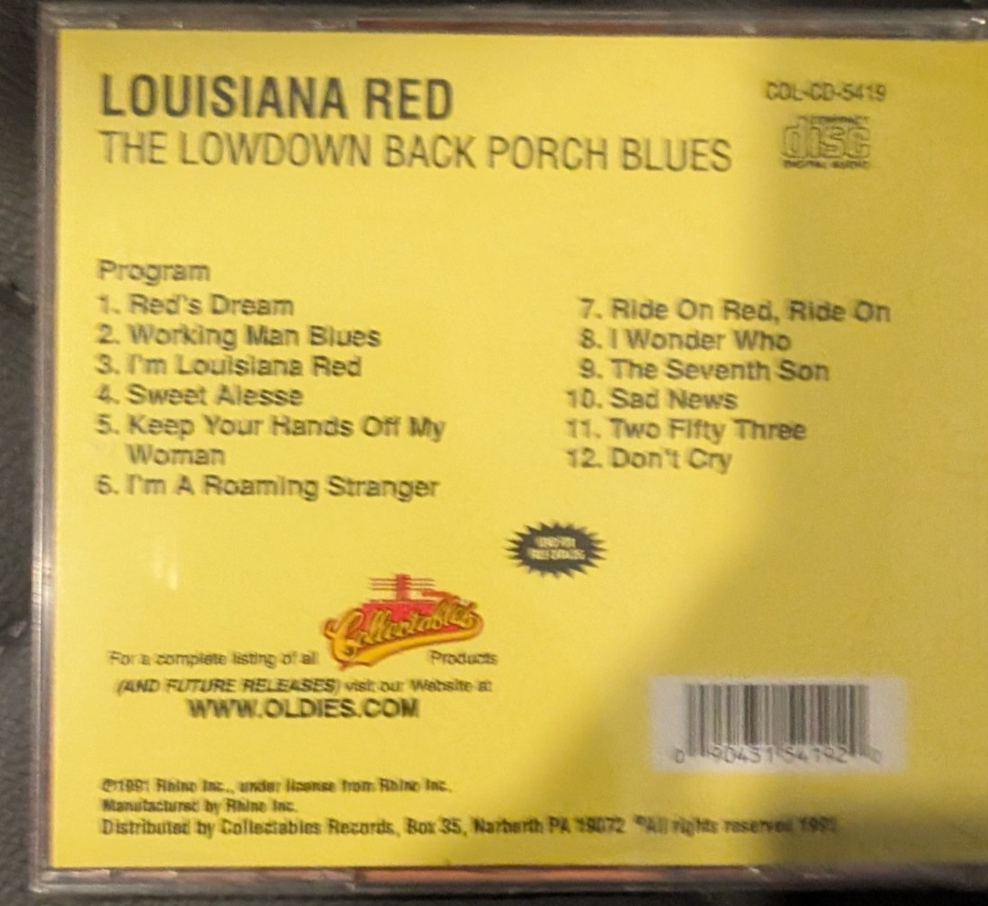 LOUISIANA RED -THE LOWDOWN BACK PORCH BLUES CD BRAND NEW!!