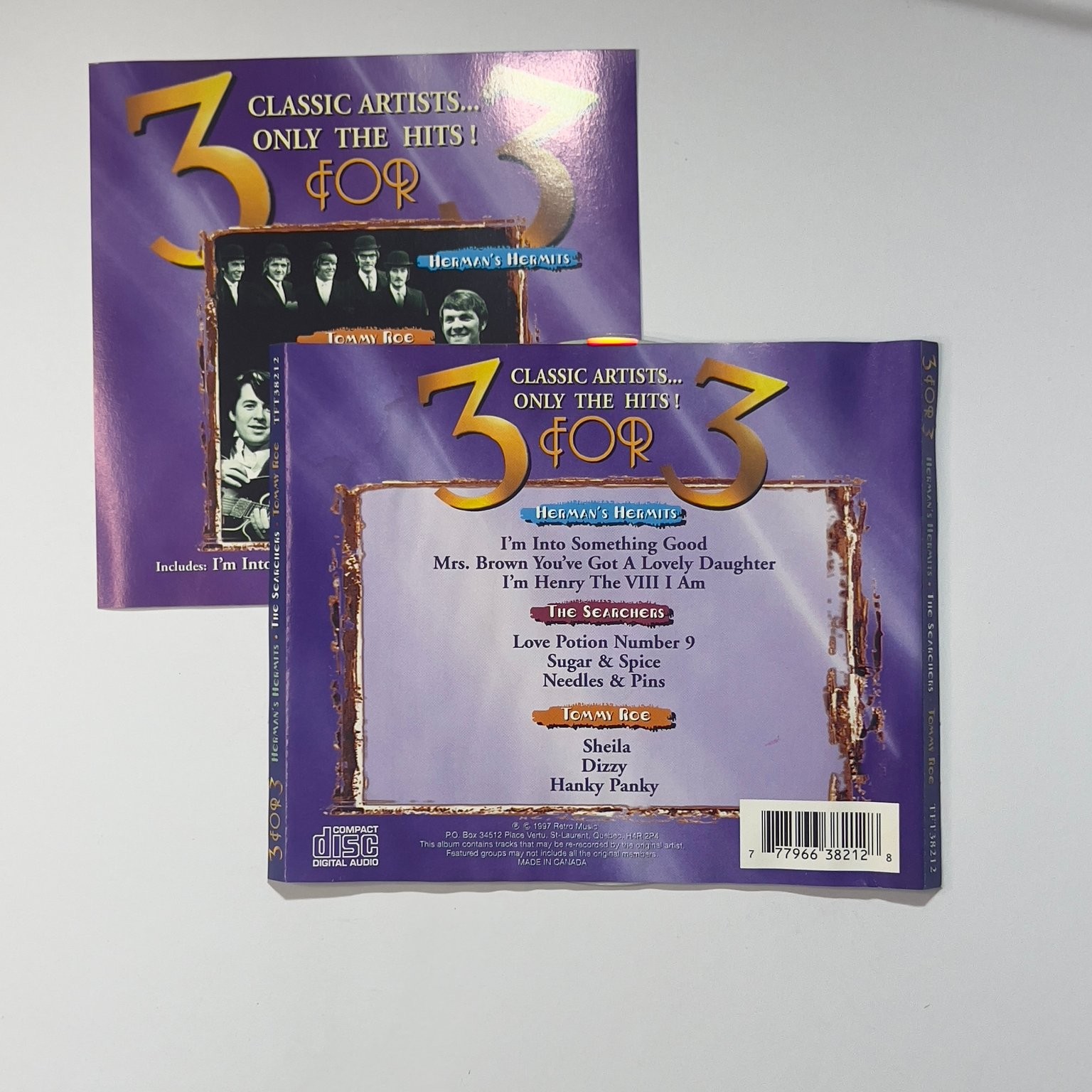 3 For 3 Classic Hits CD 1997 Herman's Hermits The Searchers Tommy Roe