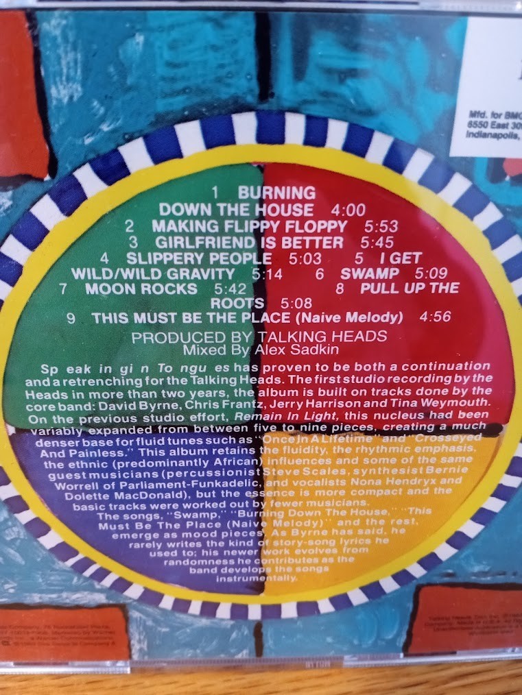 Talking Heads Speaking In Tongues CD 1983 Sire Records 9 23883-2