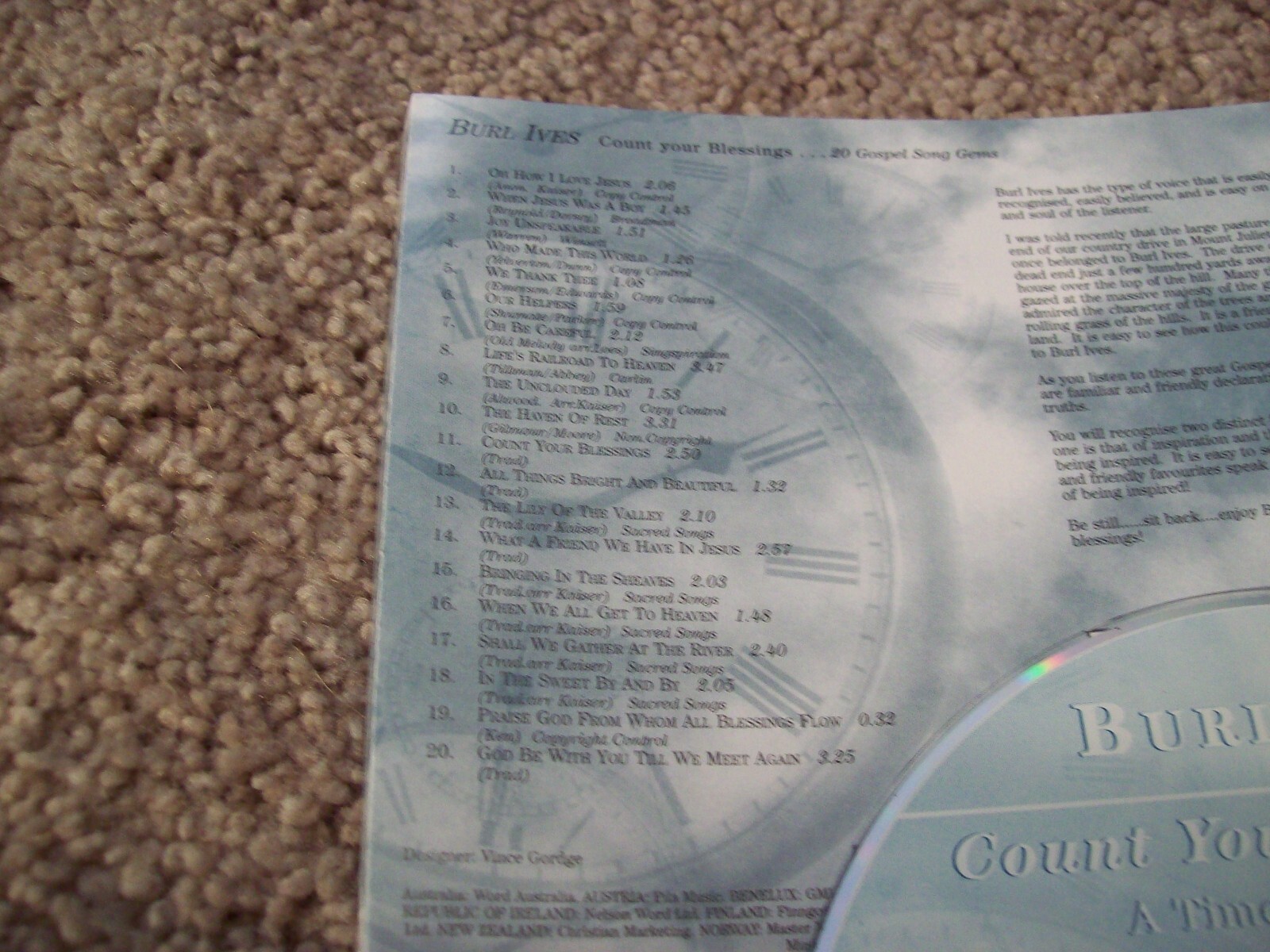 Burl Ives - Count Your Blessings: A Timeless Tribute CD *RARE* Timeless Classics
