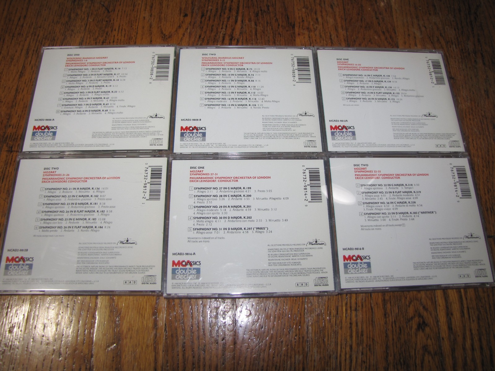 WOLFGANG AMADEUS MOZART - SYMPHONIES 1 - 35 - MCA CLASSICS 6 CD SET