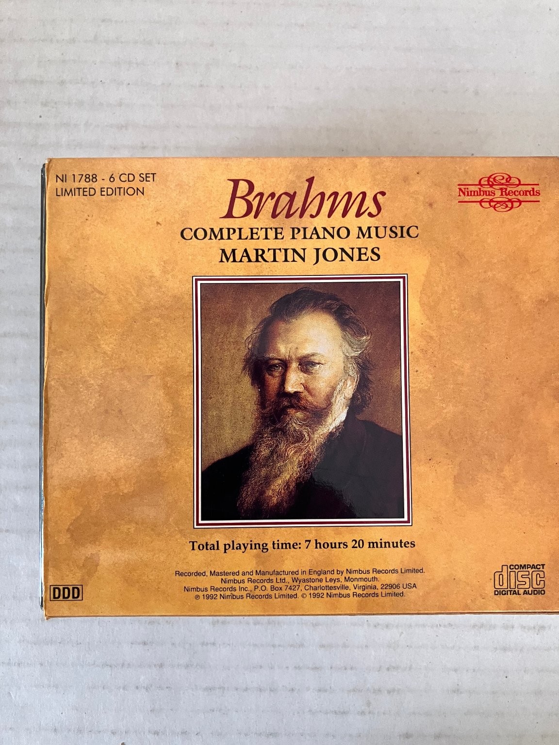 Brahms – Complete Piano Music CD 1992 Limited Edition Classical Nimbus Records