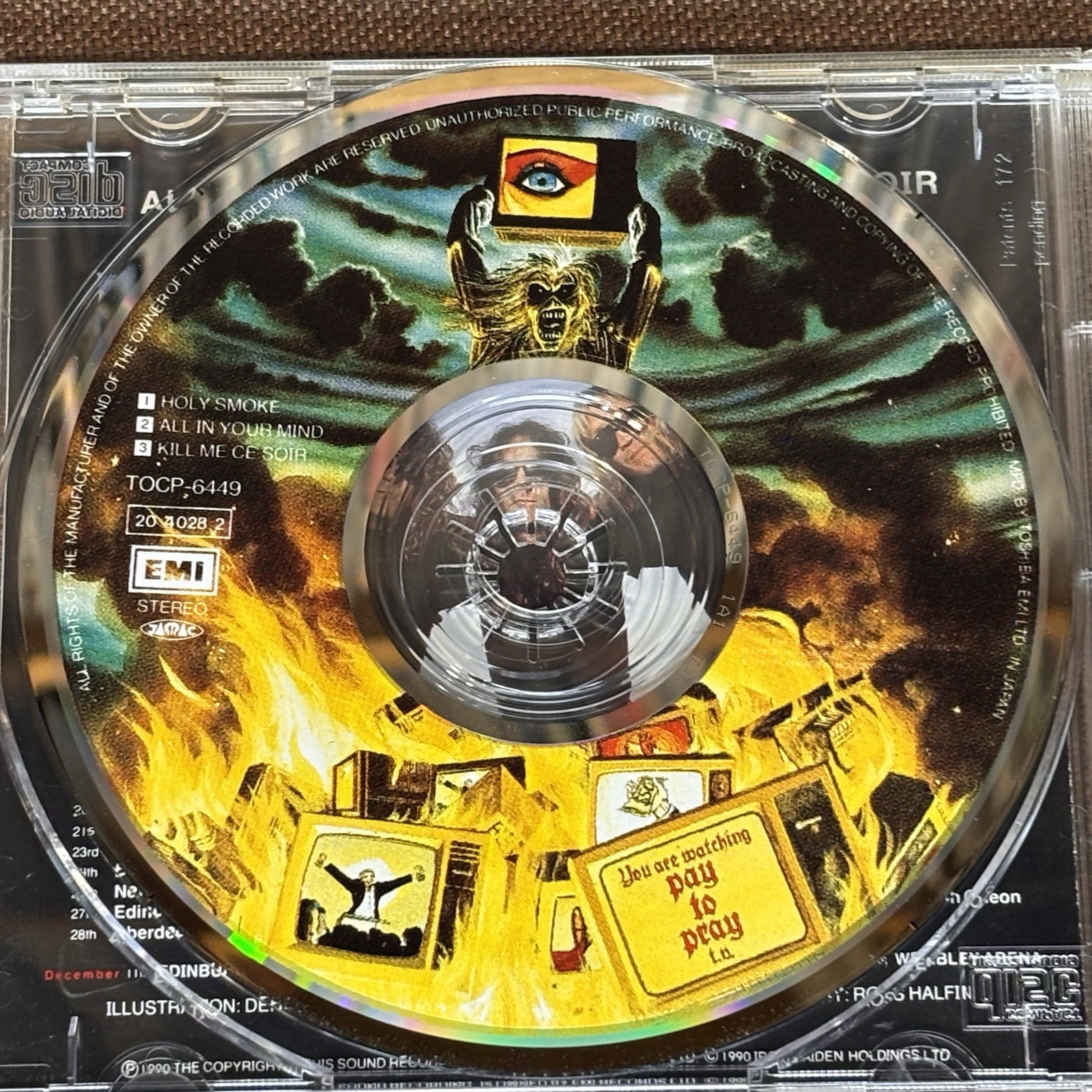 IRON MAIDEN Holy Smoke JAPAN 5" MAXI CD TOCP-6449 w/ PS 3 tracks 1990 issue