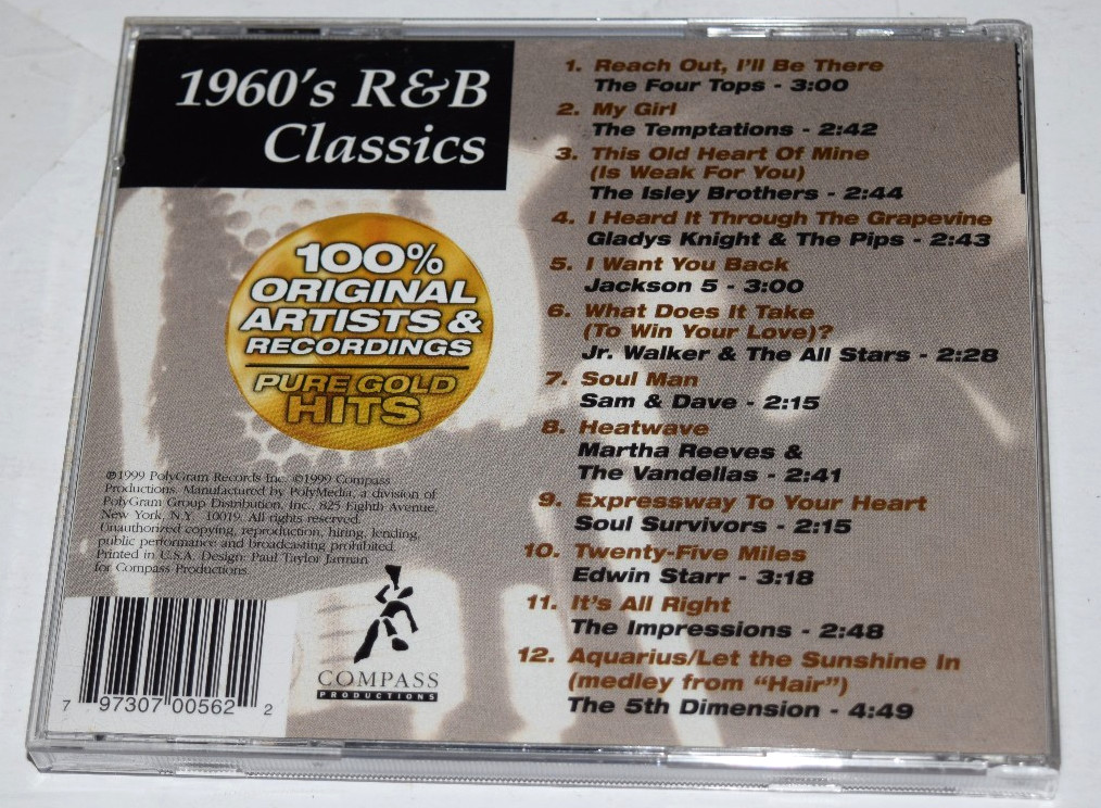 1960's R&B Classics 1999 Polygram Oldies Genre Music CD