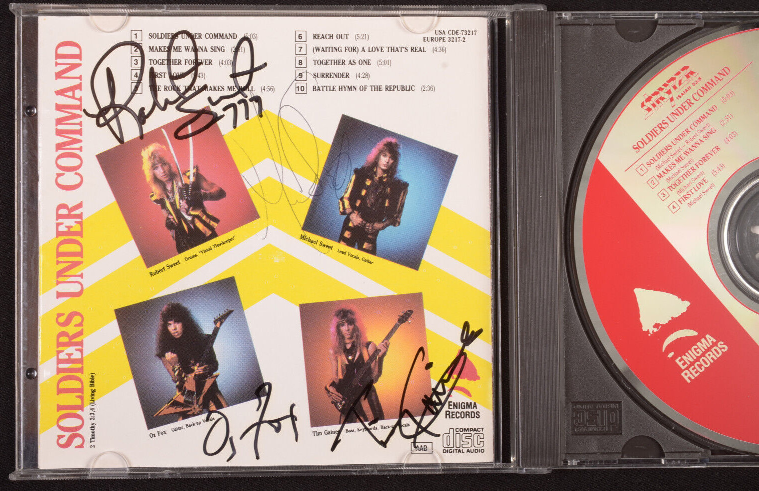 Stryper Soldiers Under Command CD 1985 Enigma Rec Autographed Christian Metal