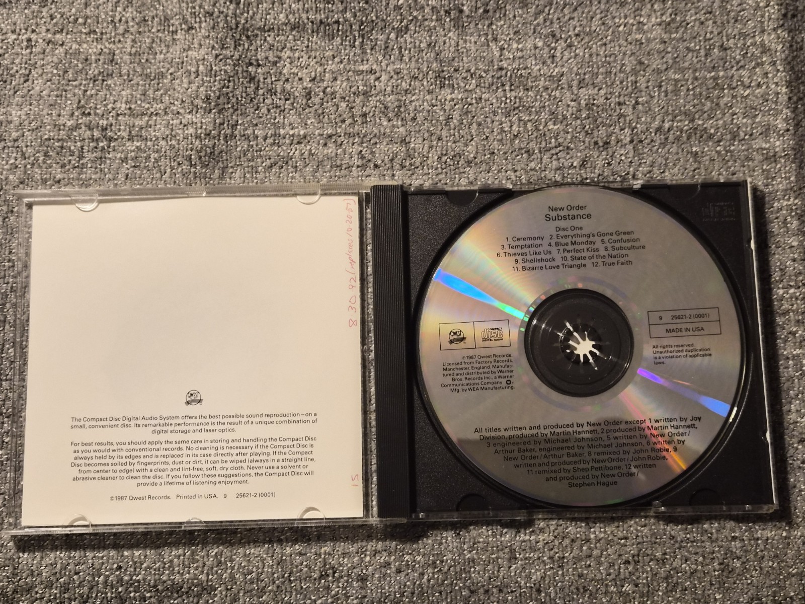 (509) New Order – Substance 1987 Disc 1 ONLY CD USA SRC Pressing 25621-2