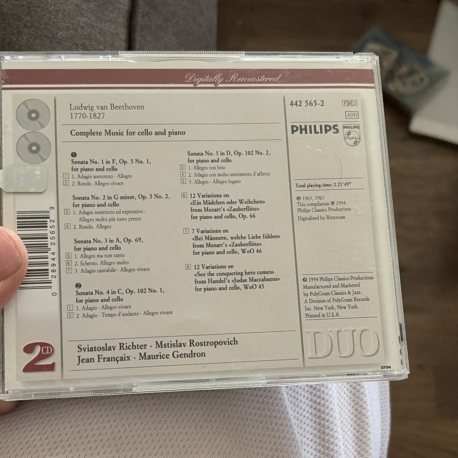 Philips Beethoven - Complete Music for Cello & Piano 2CD Rostropovich 1994