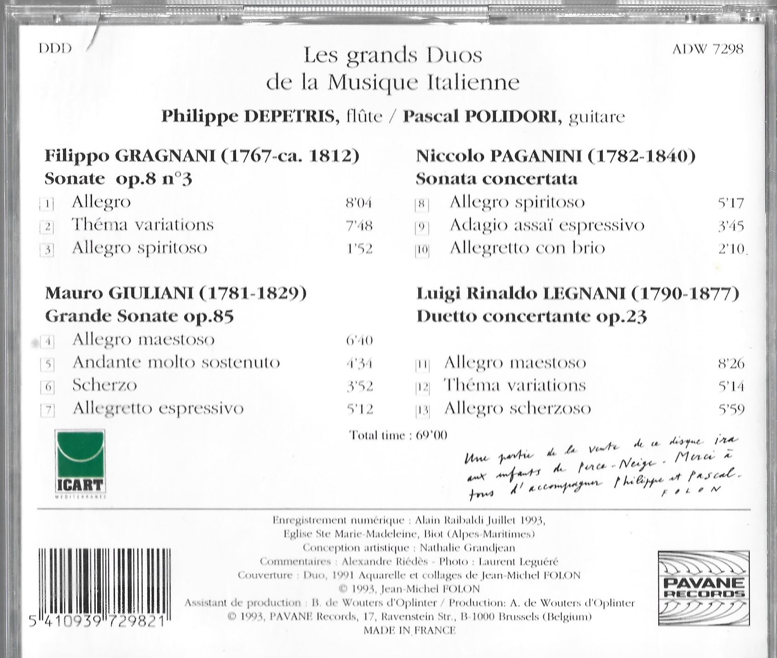 Polidori & Depetris Italian Music Flute & Guitar Great Duets CD Mint
