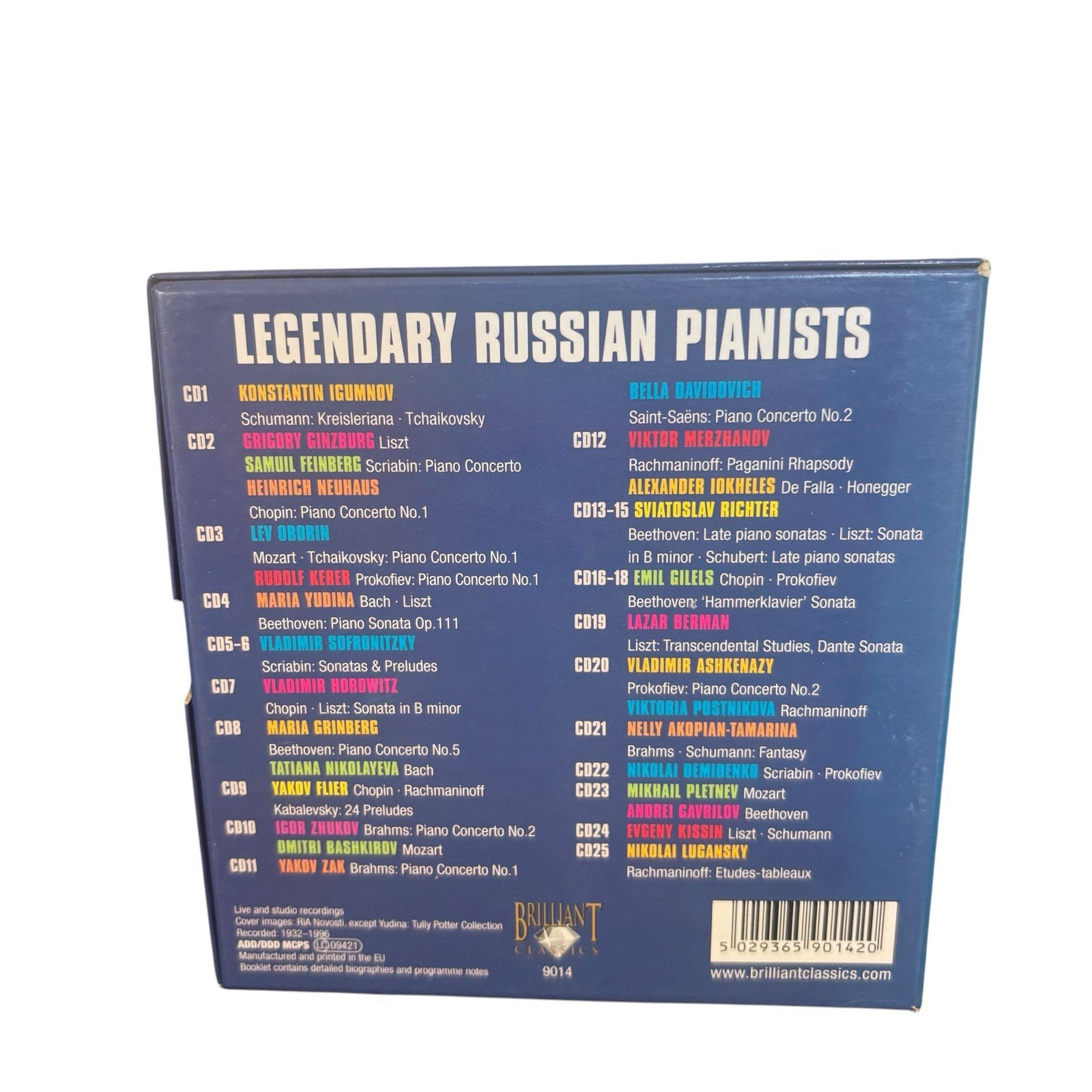 Legendary Russian Pianists Gilels Horowitz [Brilliant 25 CD Box Set] RARE OOP