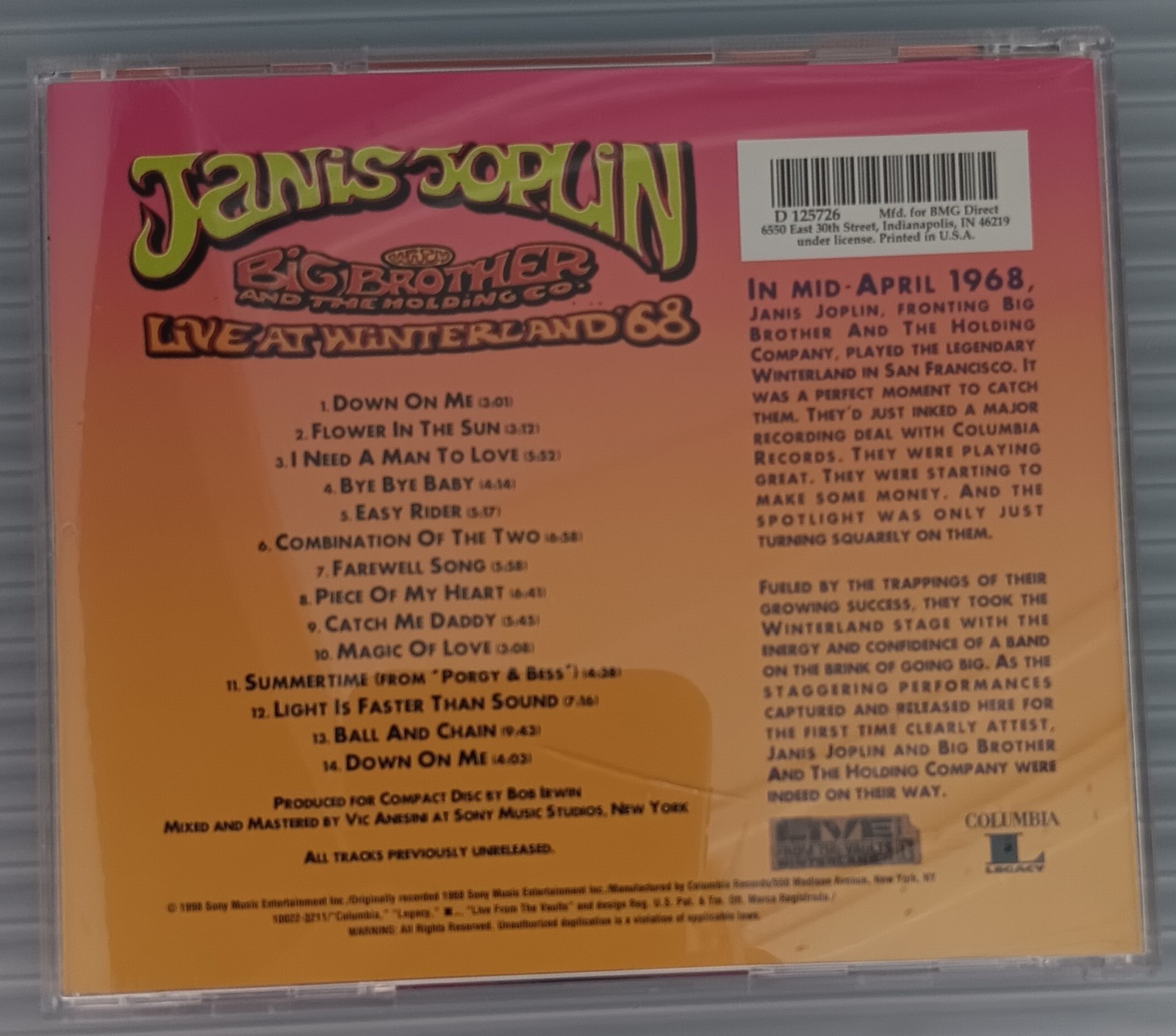 Janis Joplin With Big Brother And The Holding Company–Live At Winterland CD