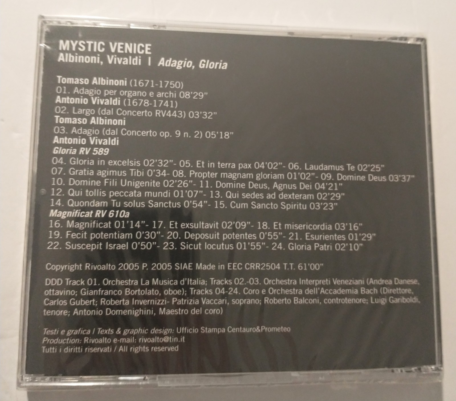 Mystic Venice Albinoni Vivaldi Adagio Gloria Rivo Alto CRR2504 Italy Import Rare