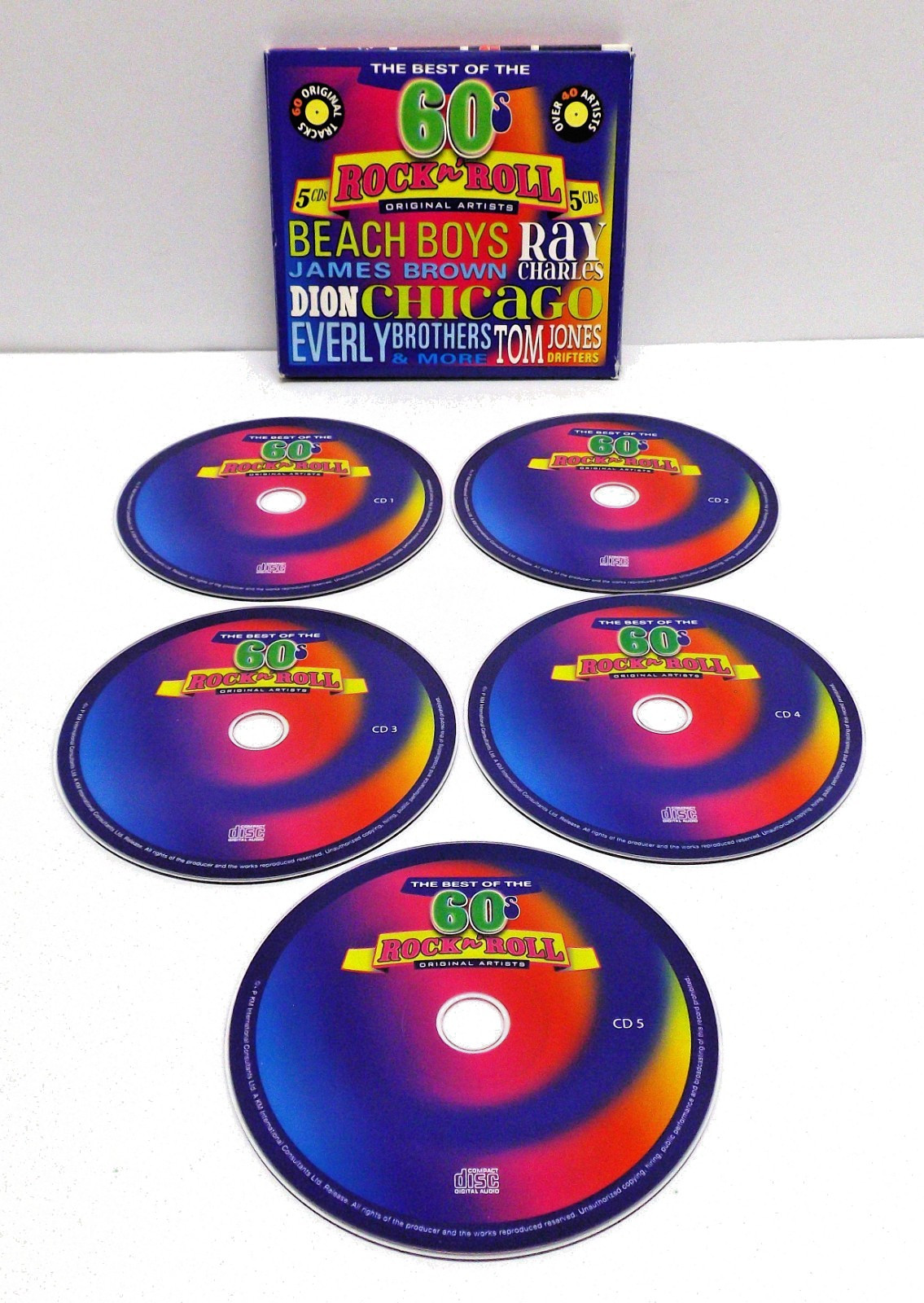 The Best of the 60s ROCK n ROLL 5 CD Tri Fold Folio Gate Fold. ORIGINAL Artists.