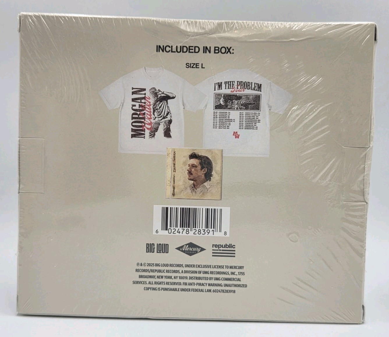 Worn Box Morgan Wallen I’m The Problem Box Set Lot W Large T Shirt Cd Fishing ID