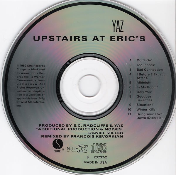 Yaz – Upstairs at Eric’s (Sire/Mute CD Reissue • SRC Pressing)