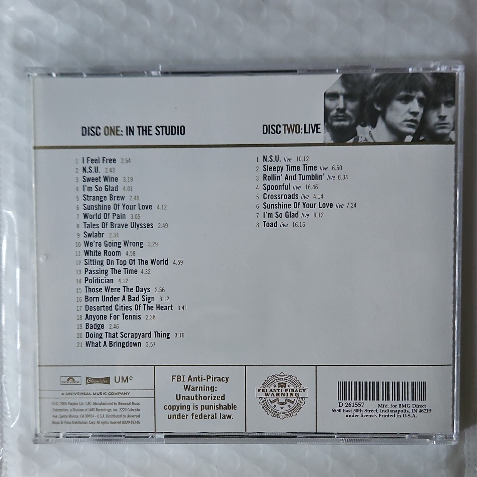 Cream Gold CD Rock Compilation Album UMe 2005 Jewel Case Catalog B0004122-02