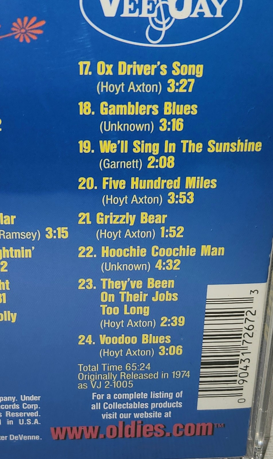 Hoyt Axton Gold - CD - Vee Jay Rhino Oldies Collectable - 24 Tracks *Rare*