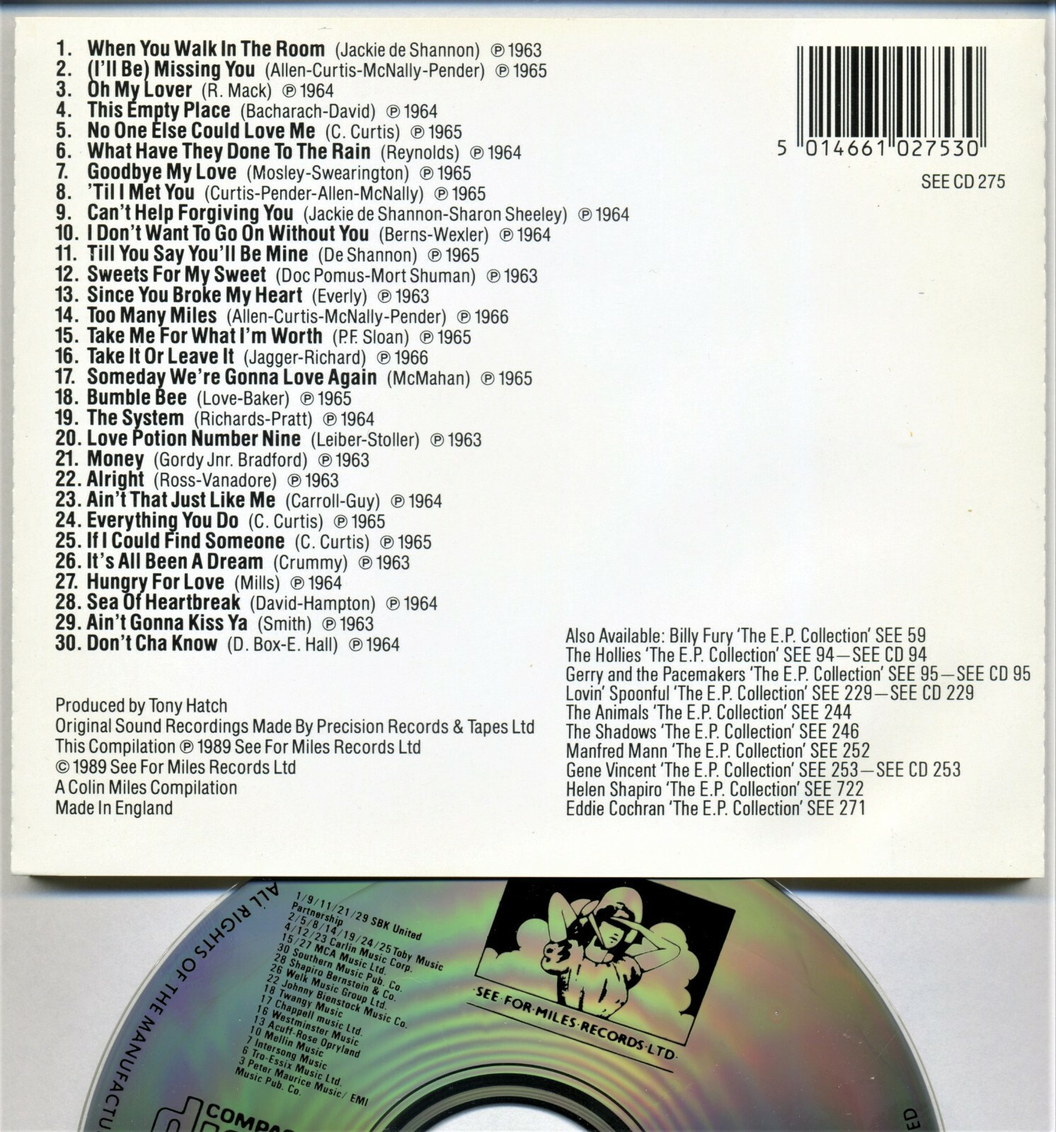THE SEARCHERS EP COLLECTION - FRANCE IMPORT - SEE FOR MILES - CD 30 TRACKS MINT