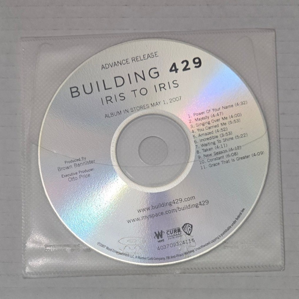 2007 Building 429 Iris to Iris Advance Promo CD Christian Rock Word Records