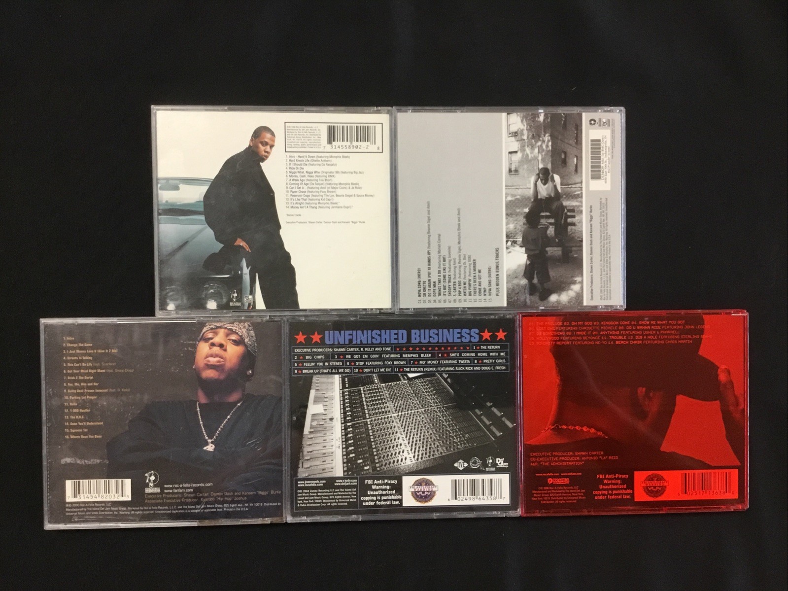 Jay-Z 5 CD Lot: Vol 2, Vol 3, Dynasty Roc La Familia, Unfinished, Kingdom Come