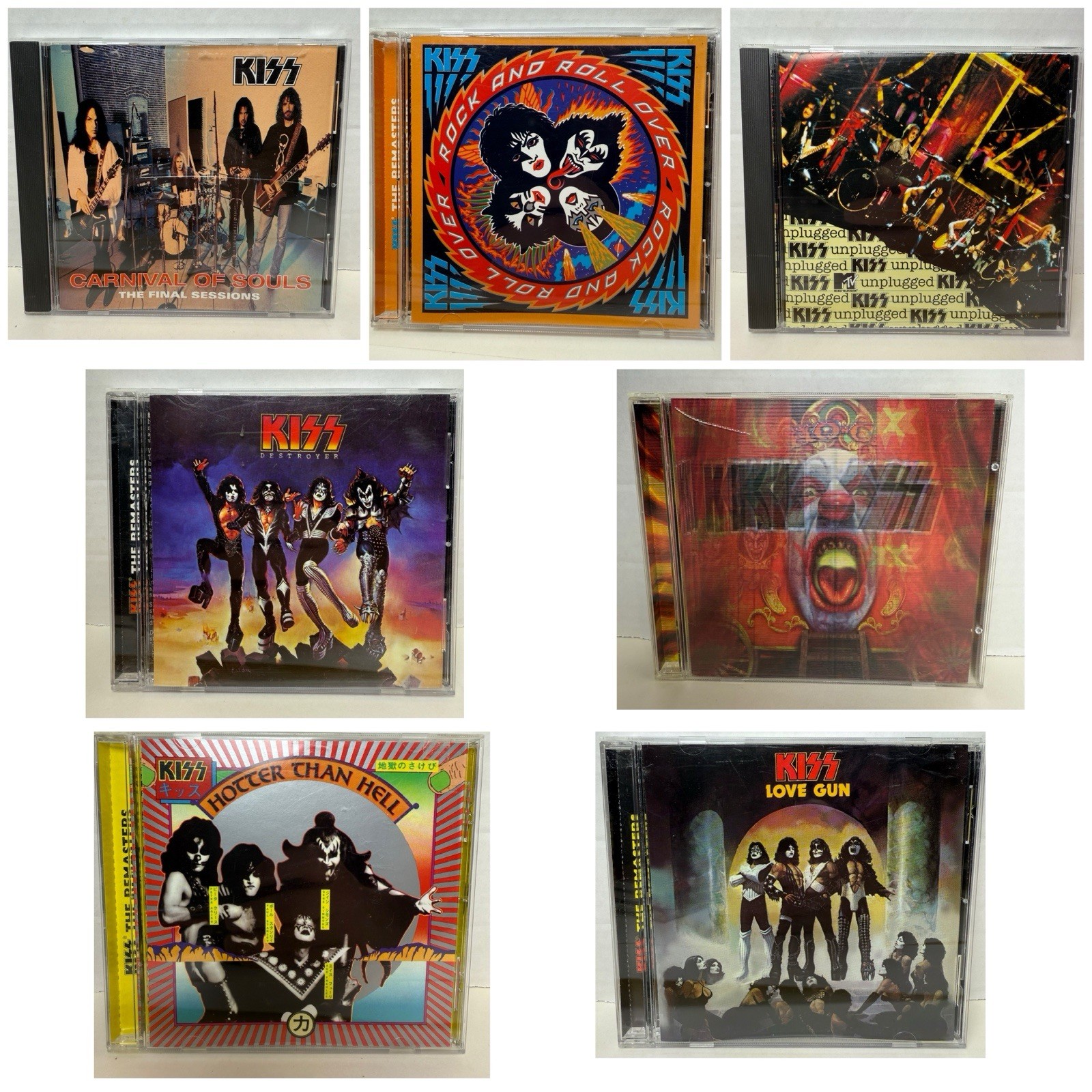 KISS 7 CD Lot Destroyer Psycho Circus Carnival Souls Hotter Than Hell Love Gun +