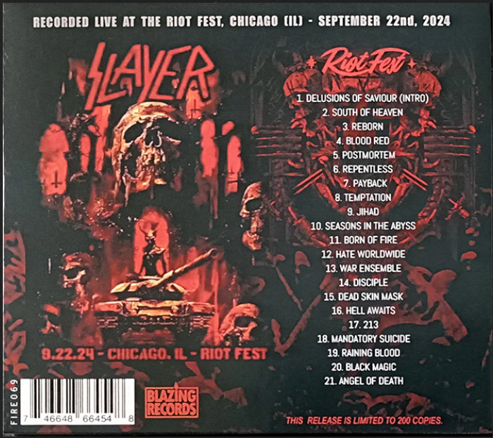 SLAYER Reigns Again Live In Chicago 2024 CD Limited Edition SEALED