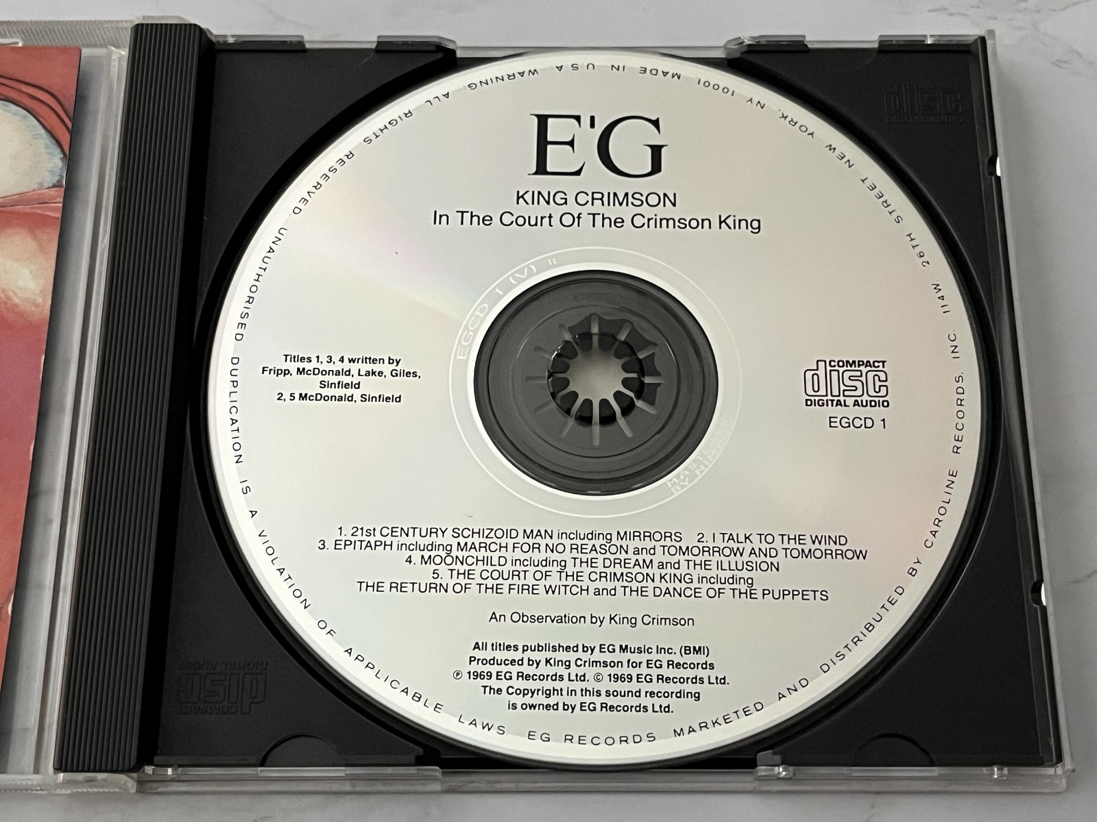 King Crimson In The Court Of The Crimson King CD ORIGINAL NIMBUS PRESS! EGCD 1