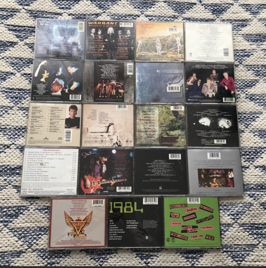 Vintage 1970s 1980s Era Music CDs Led Zeppelin Santana Van Halen Bon Jovi