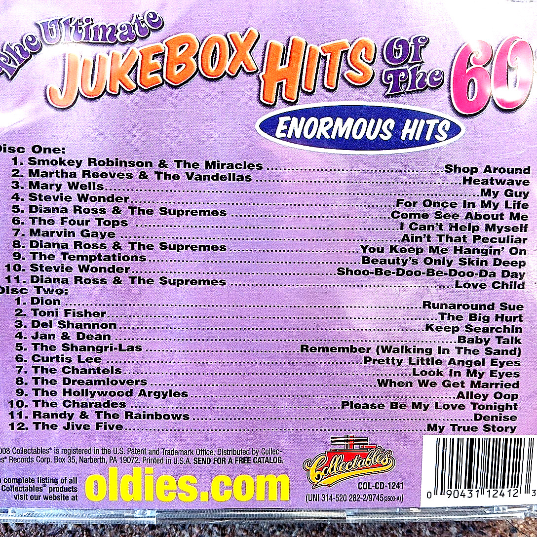Jukebox Hits of the 60s Enormous Hits 2 CD Set "OLDIES""COLLECTABLES"