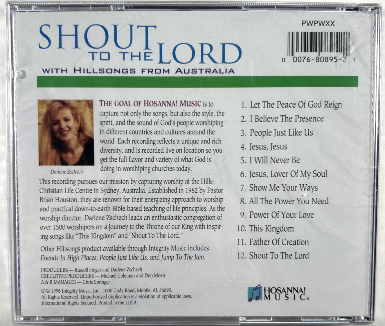 Hillsong Live Shout to the Lord CD Hosanna Music Darlene Zschech New