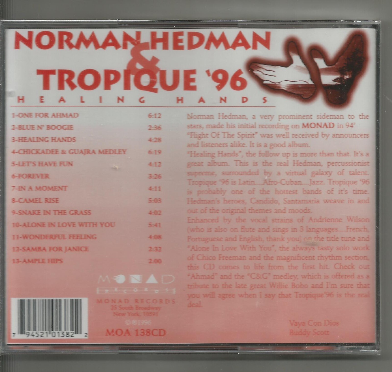 NORMAN HEDMAN & TROPIQUE 96 - HEALING HANDS!!! NEW!!!