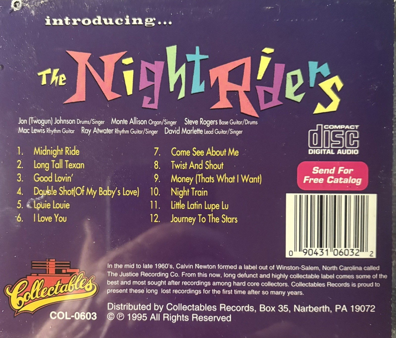 Introducing the Night Riders (CD, 1995) Collectables - Great Condition