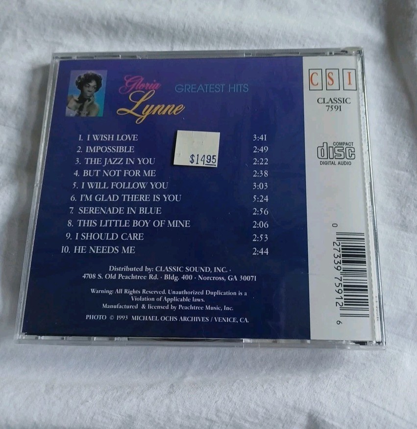 Gloria Lynne-GREATEST HITS CD CSI 1993 - New; Sealed
