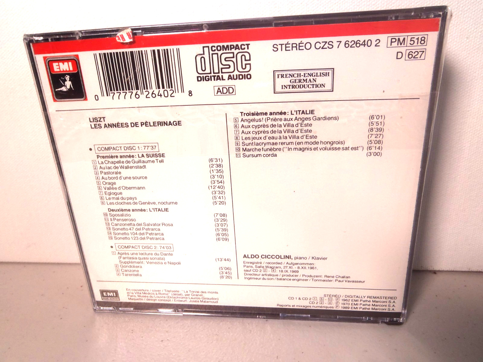 NEW SEALED FRANZ LISZT ALDO CICCOLINI - Les Annees De Pelerinage EMI 2 CD