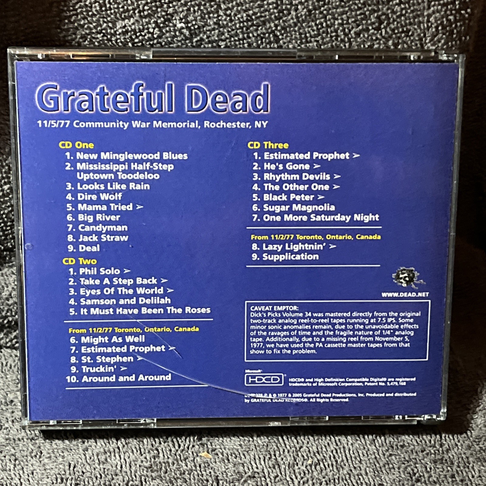 Grateful Dead Dick's Picks VOL 34 3 CDs 2005 Edition 11/5/77 Dave’s OG Issue