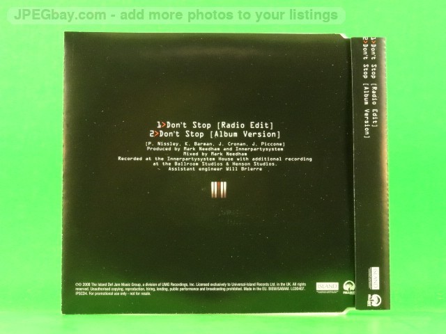 INNER PARTY SYSTEM DON'T STOP (L60) 2 Track Promo CD Single including Picture Sl