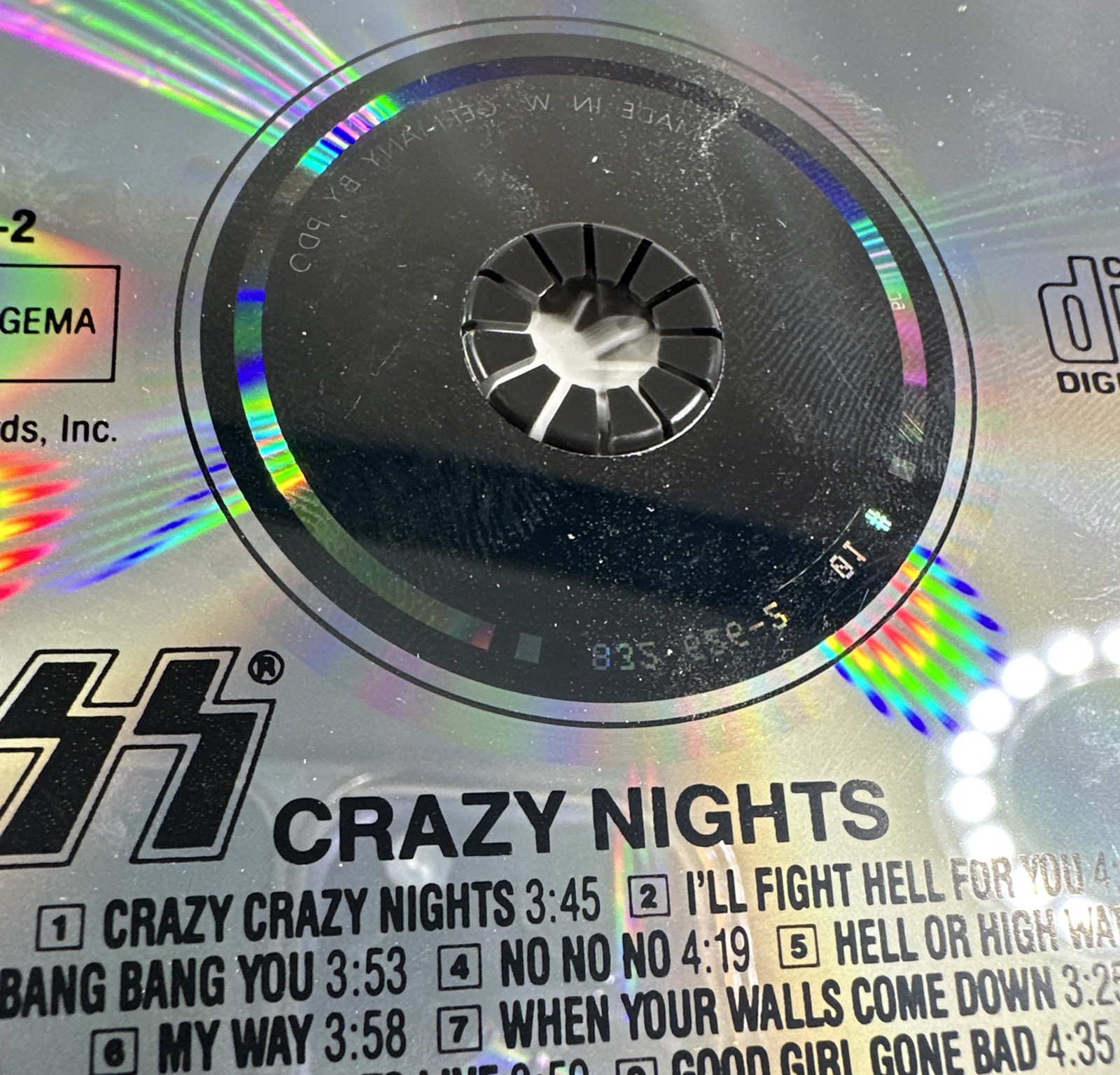 KISS Crazy Nights CD 832-626-2 West Germany 1st USA Pressing Carr Vintage Kiss
