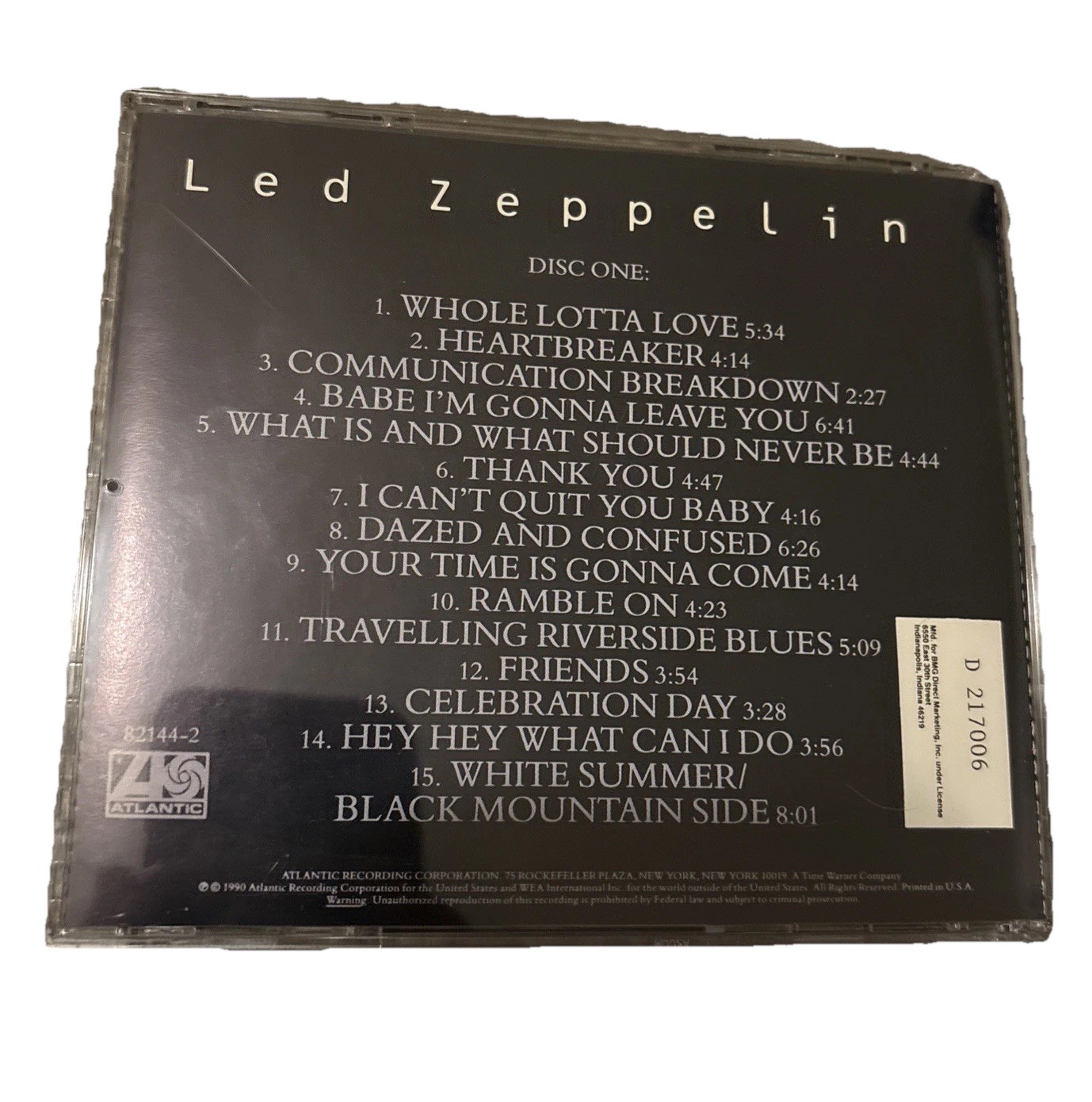 Led Zeppelin I Disc 1 From Box Set CD w/ Jewel Case Cover Art