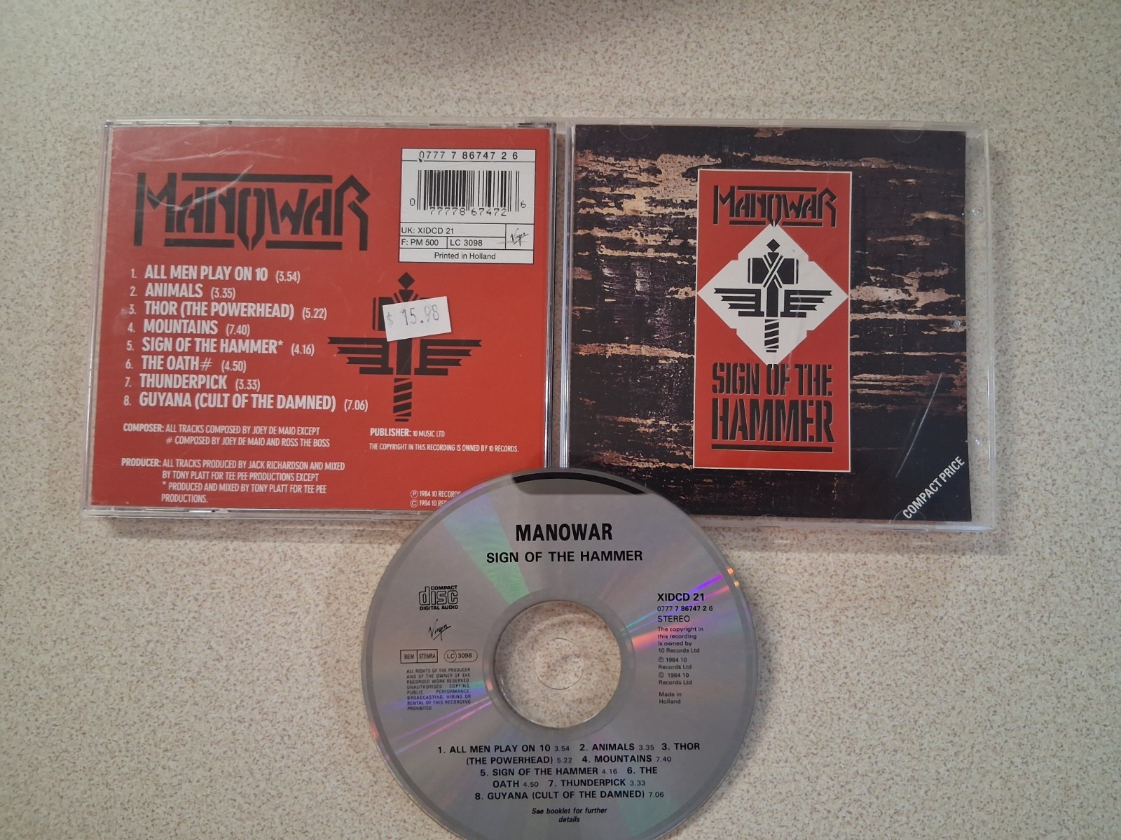 Manowar – Sign of the Hammer CD 1990 Heavy Metal VG+