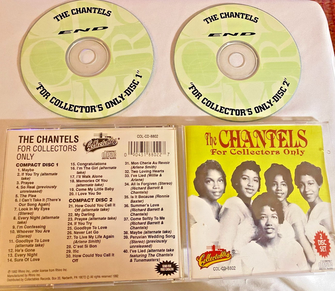THE CHANTELS FOR COLLECTORS ONLY 2 CDS/40 TUNES, RHINO/COLLECTABLES RECORDS (NM)